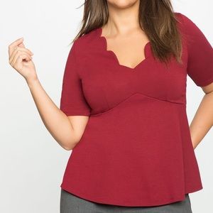 Eloquii size 14 scalloped neckline peplum blouse